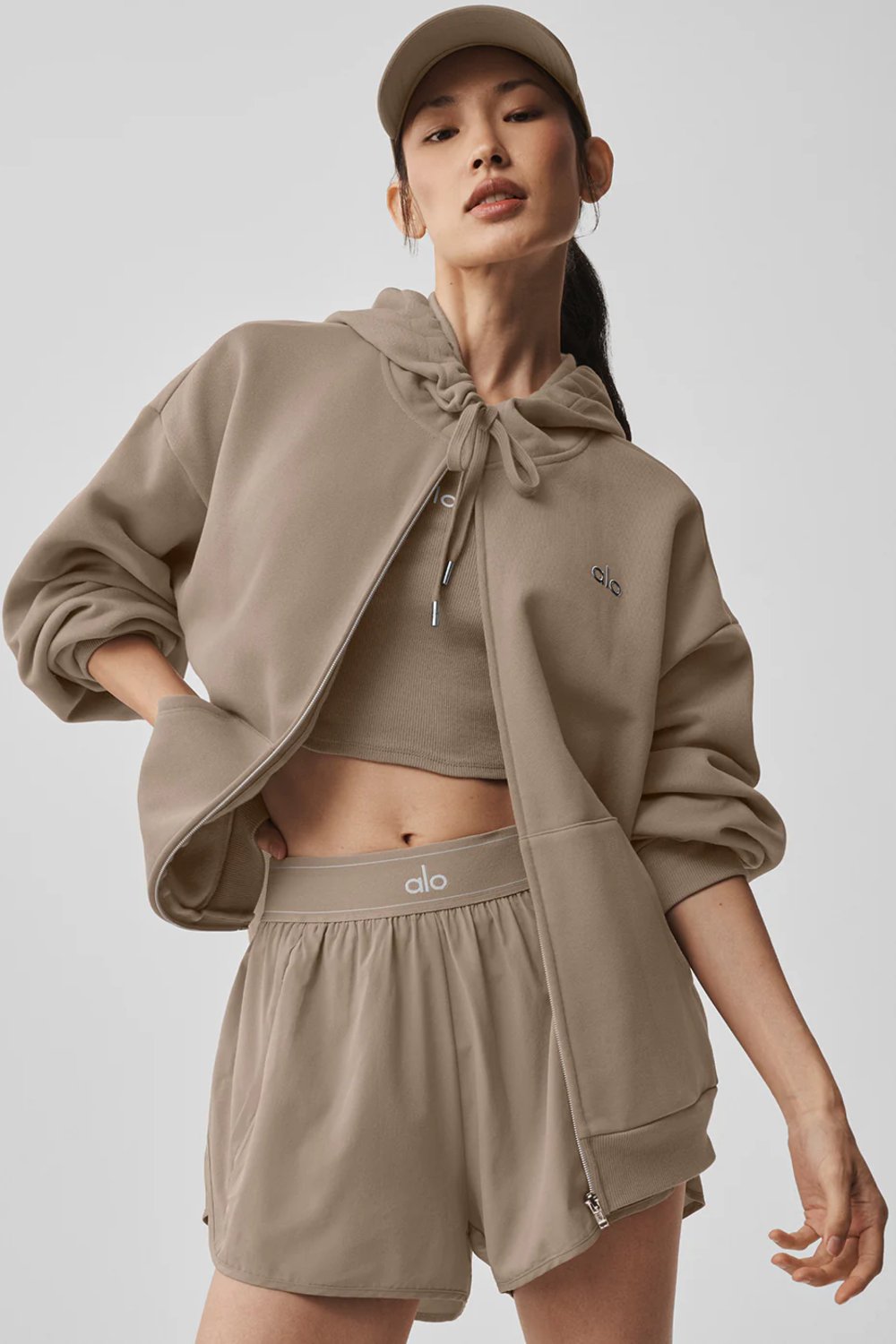 Alo | Scholar Knit Cropped Full Zip Jacket
